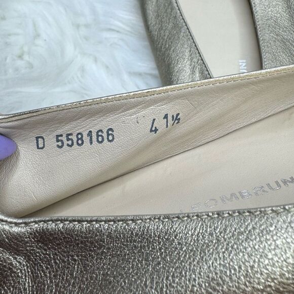 Attilio Giusti Leombruni (AGL) Metallic Peep Toe Leather Flats 41.5 - Picture 4 of 9